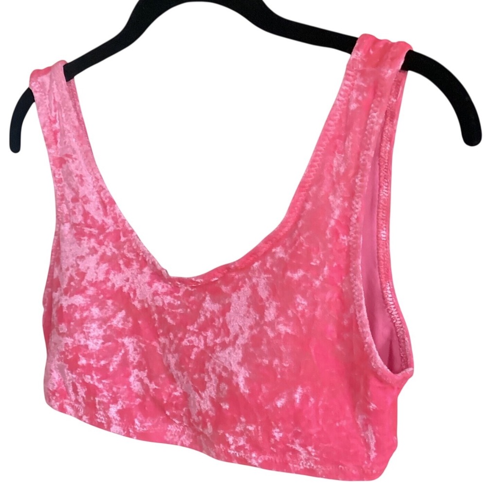 Birds‎ of Prey Bralette Women Medium Pink NWOT Velour Mesh Back Buckle